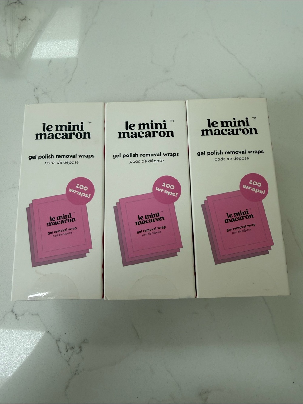Le Mini Macaron Pink Gel Polish Removal Wraps - 3 Pack